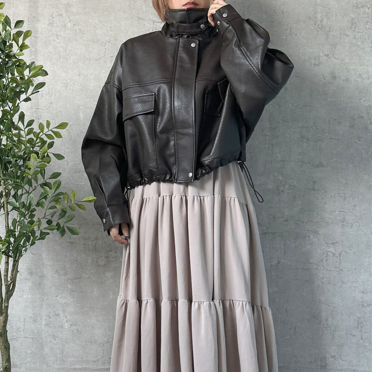 2 Way Faux Leather Short Blouson