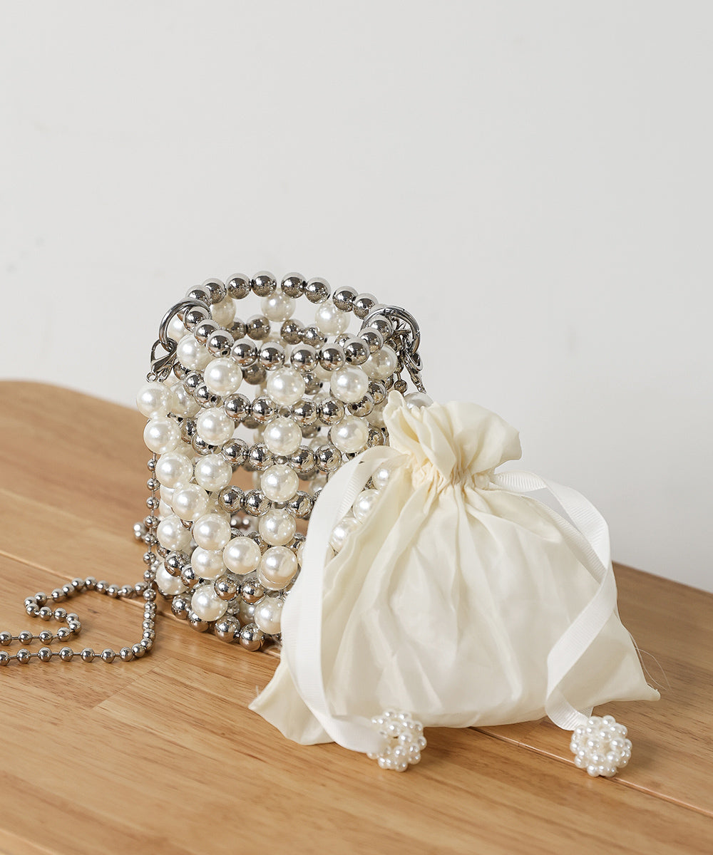 Pearl x silver chain bag