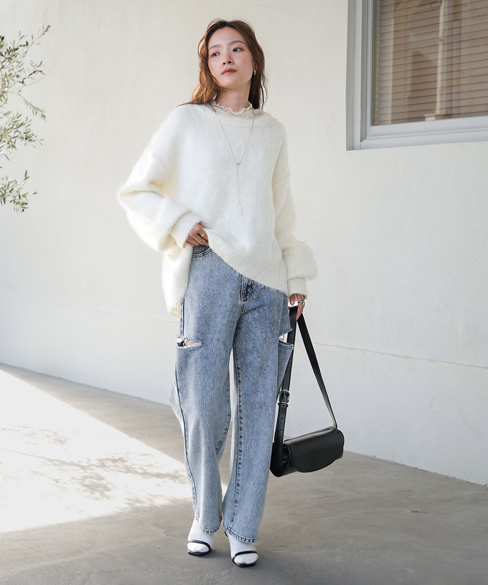 VOLUME SLEEVE MOHAYALIKE KNIT