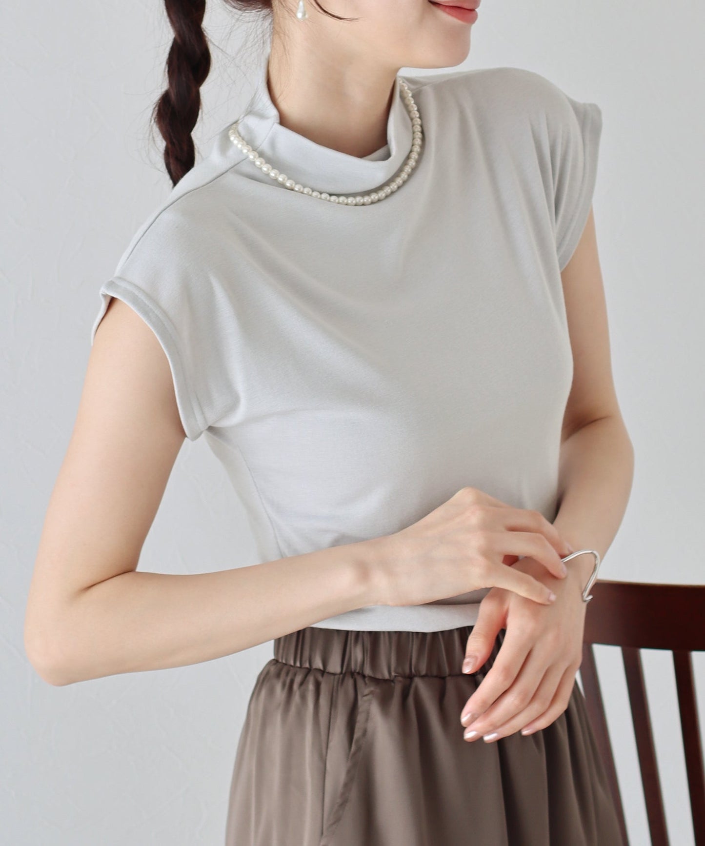 High Neck French Sleeve T-shirt