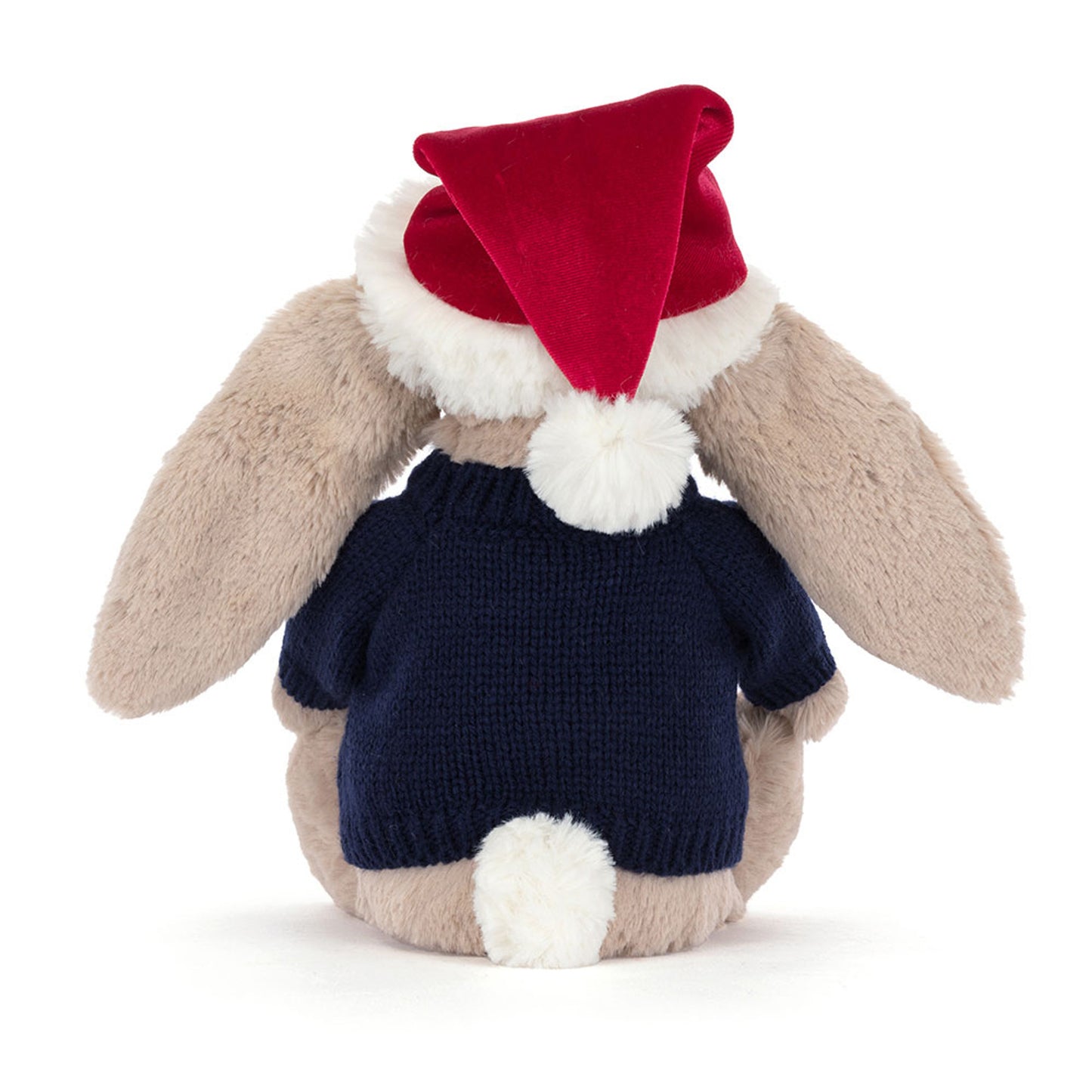 Bashful Christmas Bunny with Personalised Navy Jumper