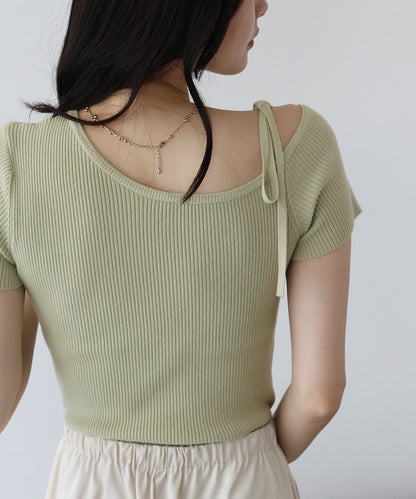 One-Off Shoulder Ribbon Knit