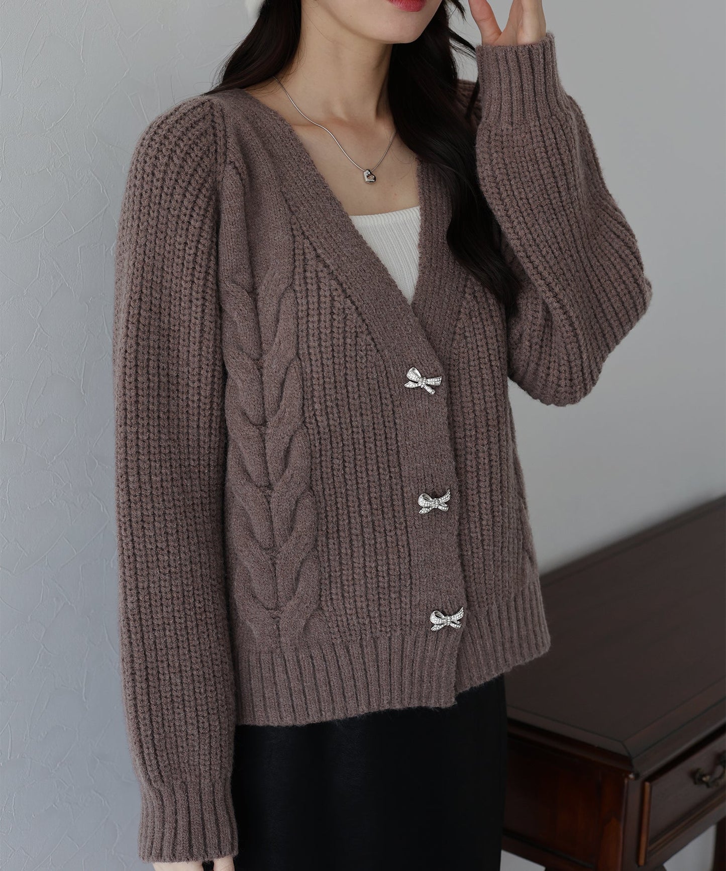 Ribbon Button Cardigan