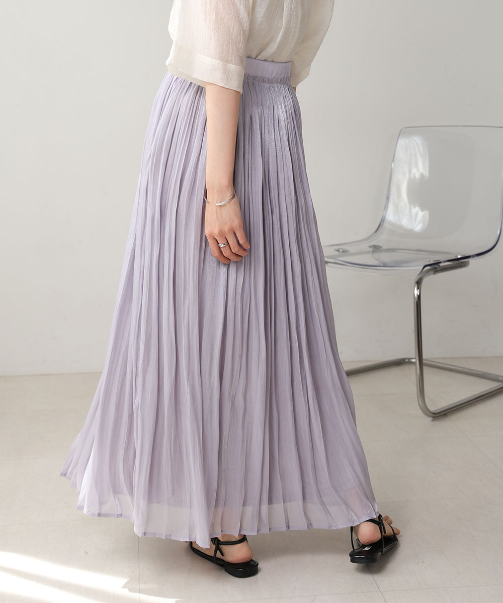 Sheer Glitter Pleated Skirt