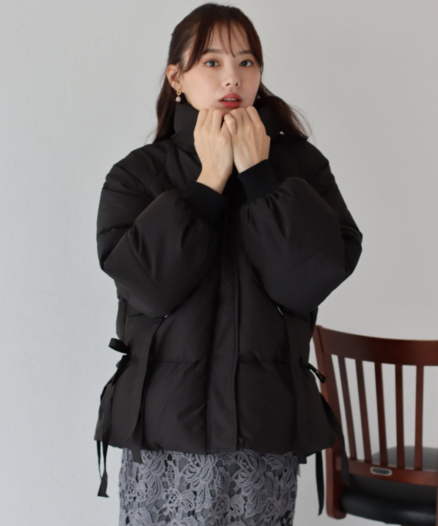 Side Ribbon Padded Down Jacket