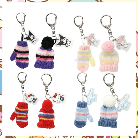 Sanrio Miniature Knit Hat and Mittens Keychain Set