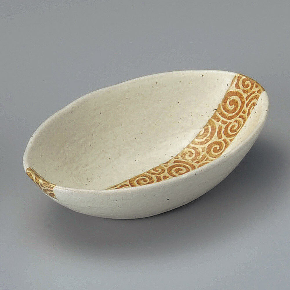  Mino Yaki Arabesque Oval Bowl Made in Japan 2pcs 