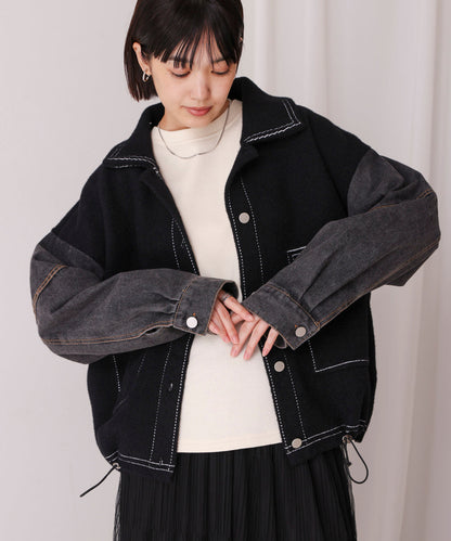 Knit Docking Denim Jacket