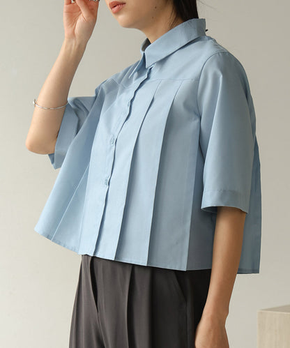 Pleated Shirt Blouse