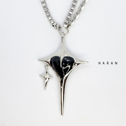 Black Heart in Cross Necklace