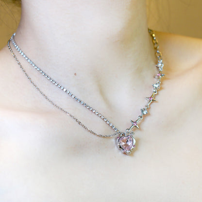 Pink Heart Flash Necklace