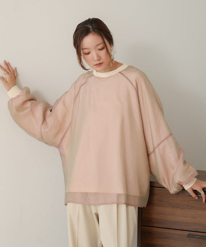 Sheer Layered Fleece Sweatshirt