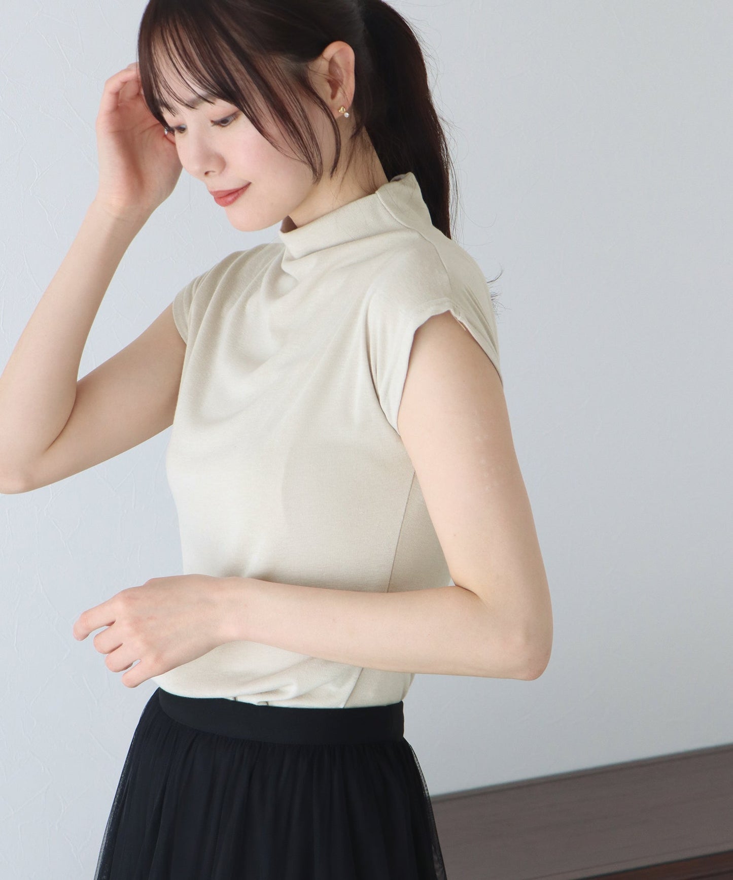 High Neck French Sleeve T-shirt