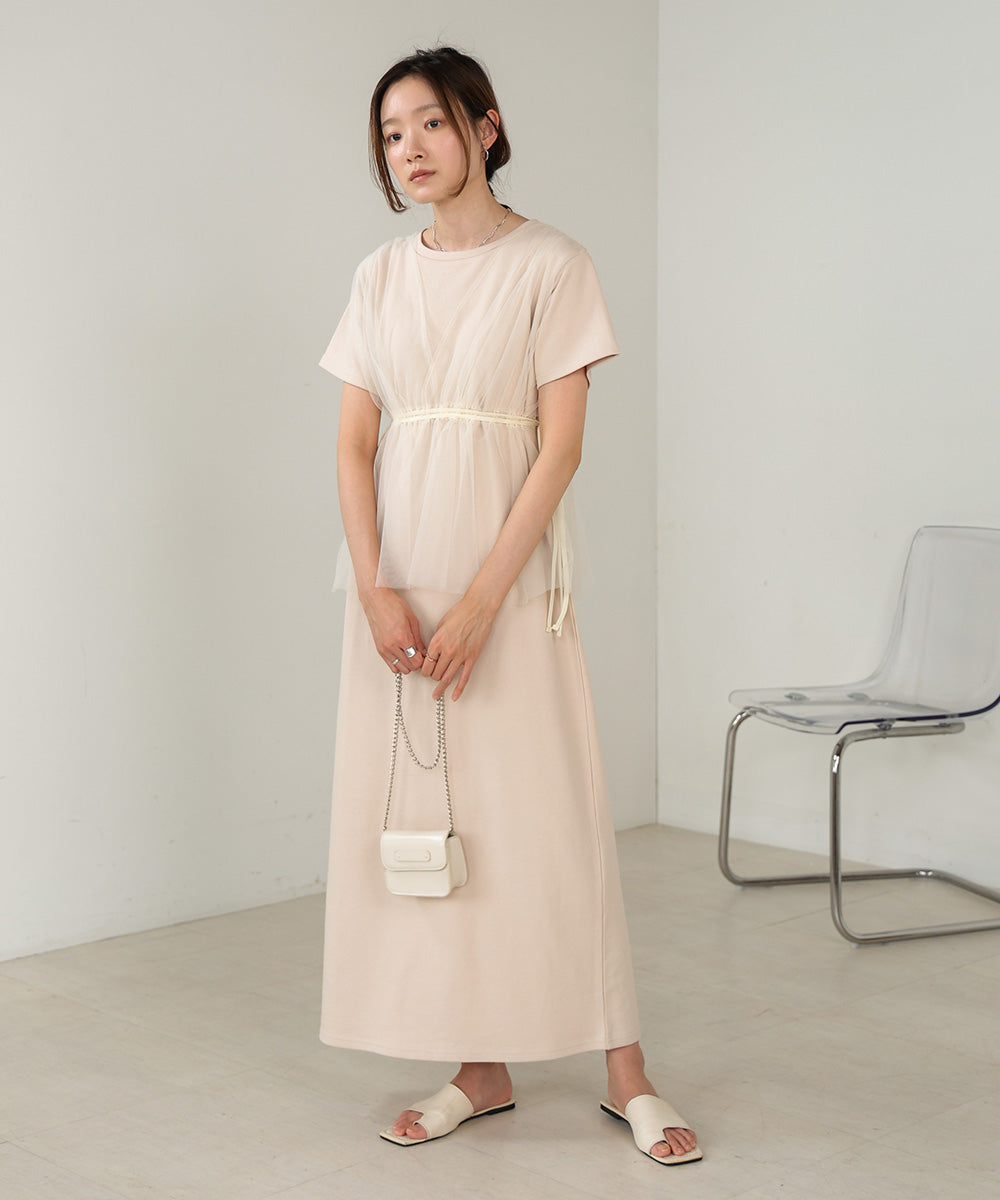 TULLE DOCKING SWEAT DRESS