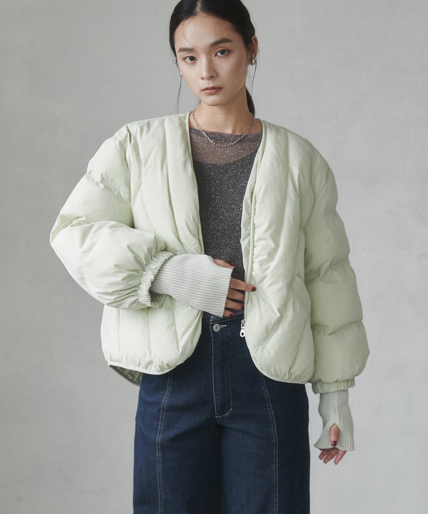 Quilted Jacket with Muffler