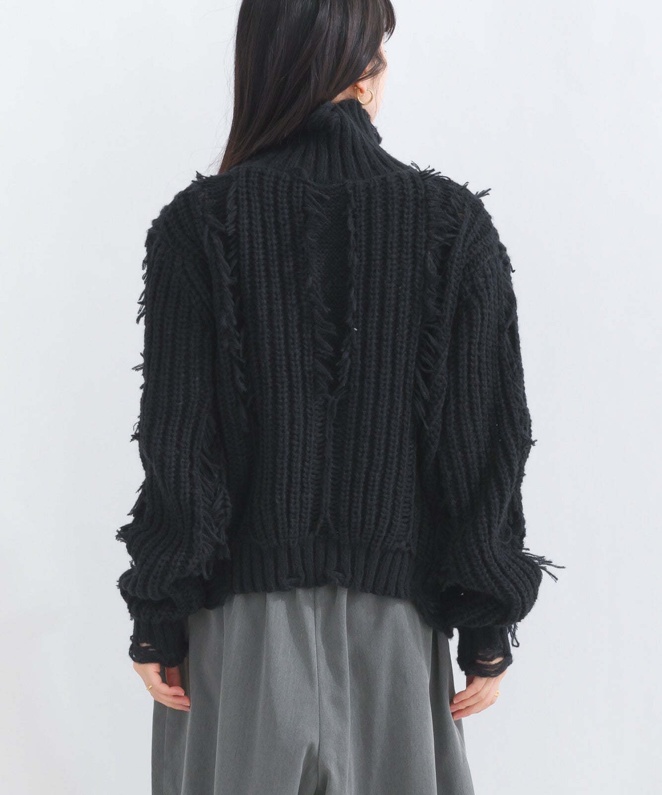 Distressed Fringe Knit Pullover