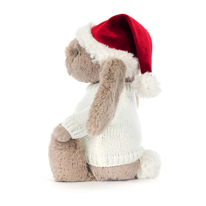 Bashful Christmas Bunny with Personalised Cream Jumper