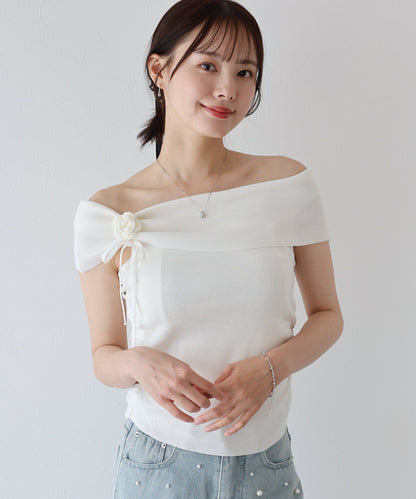 Flower Tie Set Off-Shoulder Top