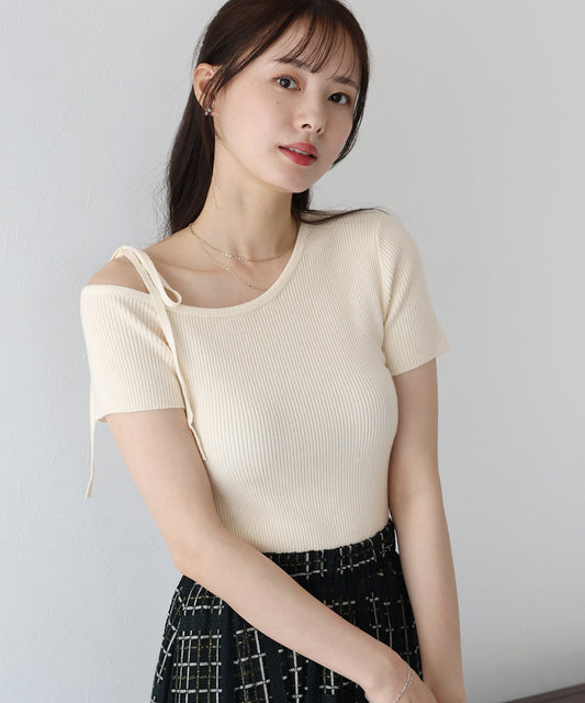 One-Off Shoulder Ribbon Knit