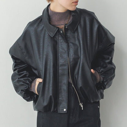 Faux Leather Balloon Jacket