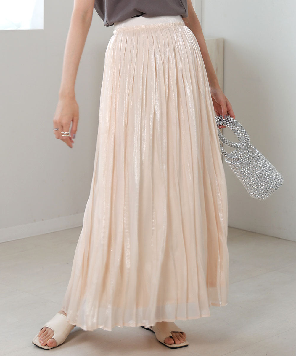 Sheer Glitter Pleated Skirt