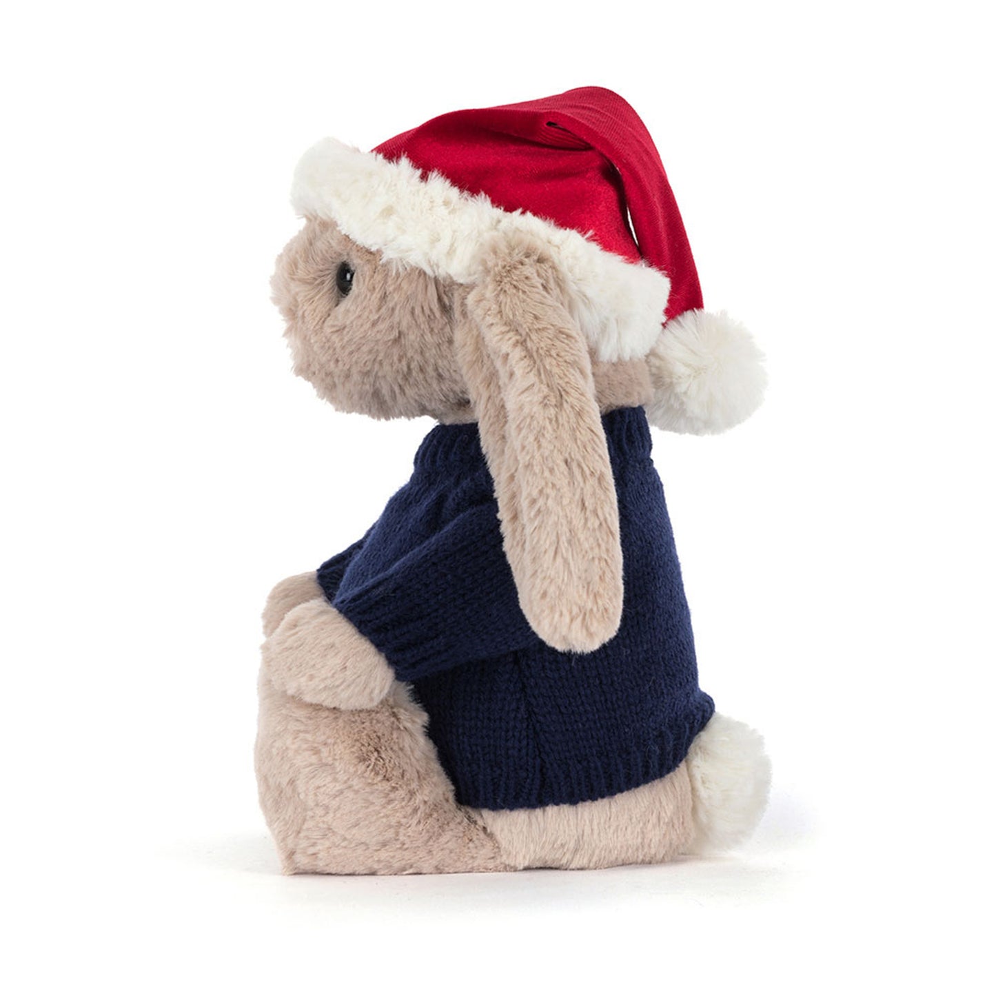 Bashful Christmas Bunny with Personalised Navy Jumper