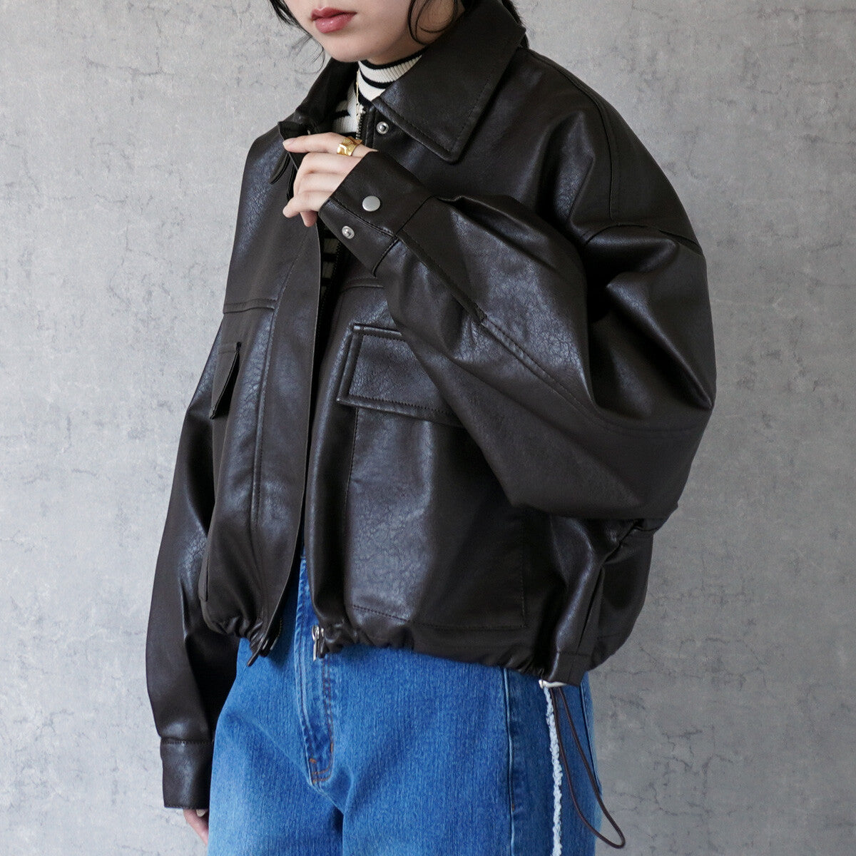 2 Way Faux Leather Short Blouson