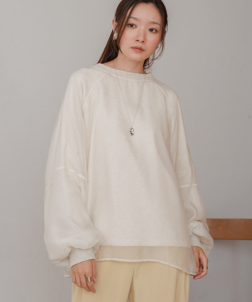 Sheer Layered Fleece Sweatshirt