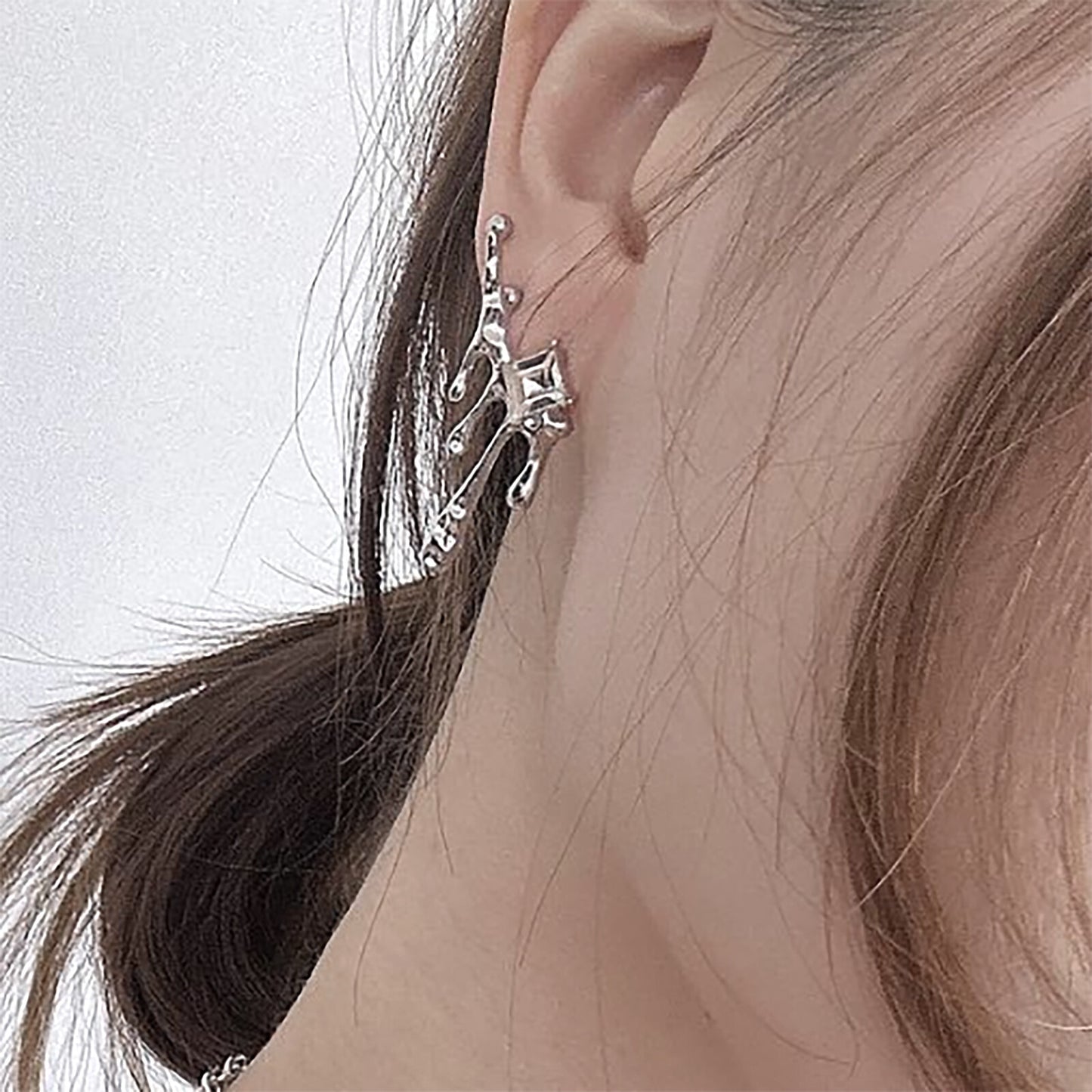 Melt Square Crystal Earrings 