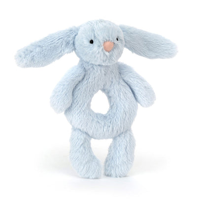 Bashful Bunny Ring Rattle - baby blue