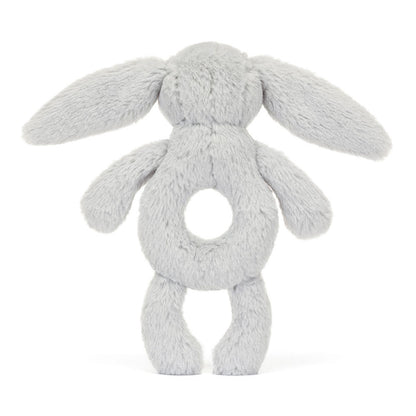 Bashful Bunny Ring Rattle - silver