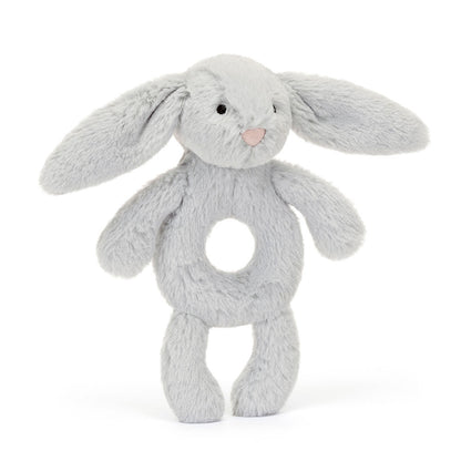 Bashful Bunny Ring Rattle - silver