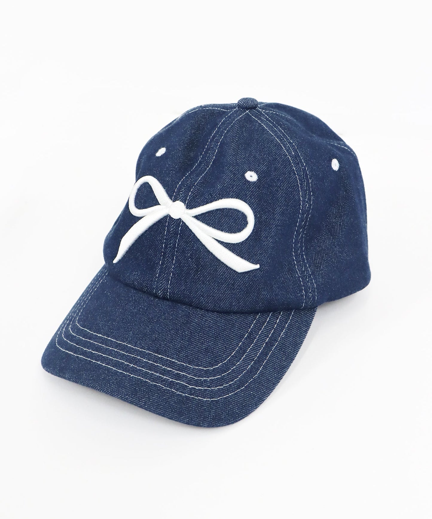 Ribbon Embroidered Denim Cap