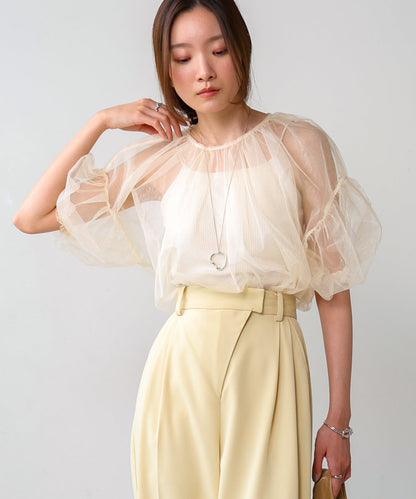 TULLE LAME GATHERED TOPS