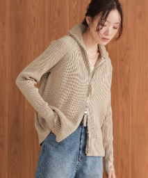 W Zip Rib Cardigan