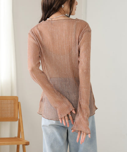 Lamé Pleated Sheer Tops