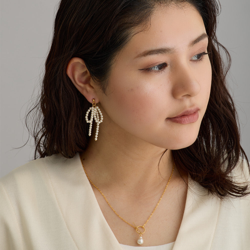 Made in Japan Pearl Ribbon Earrings