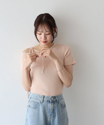 One-Off Shoulder Ribbon Knit