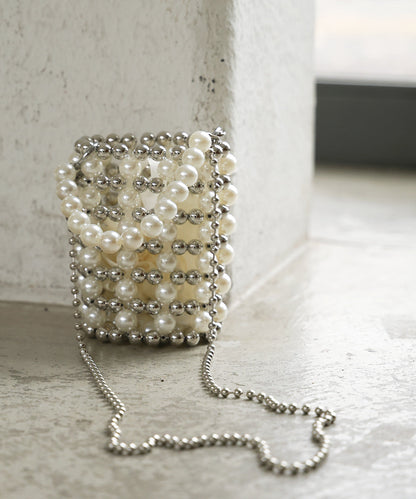 Pearl x silver chain bag