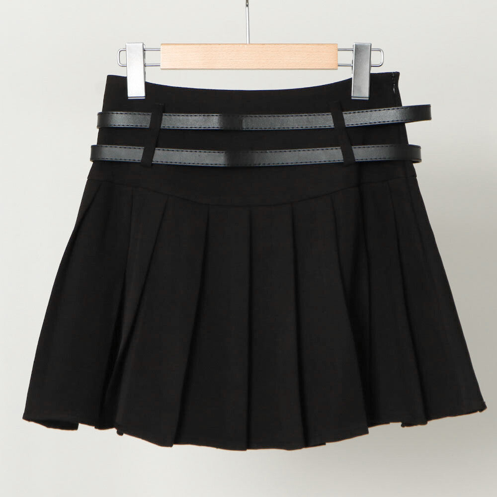 Belt Pleated Skirt