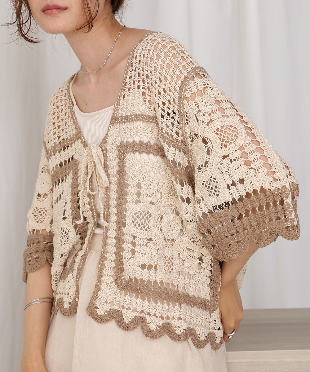 Crochet Short Sleeve Cardigan