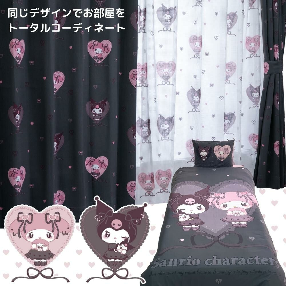  Sanrio Kuromi & My Melody Midnight Melokuro Secondary Blackout Insulation Curtain + Window Screen 4-Piece Set 