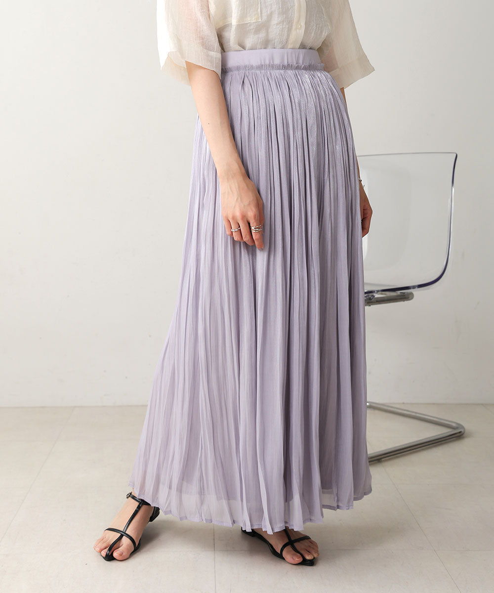 Sheer Glitter Pleated Skirt