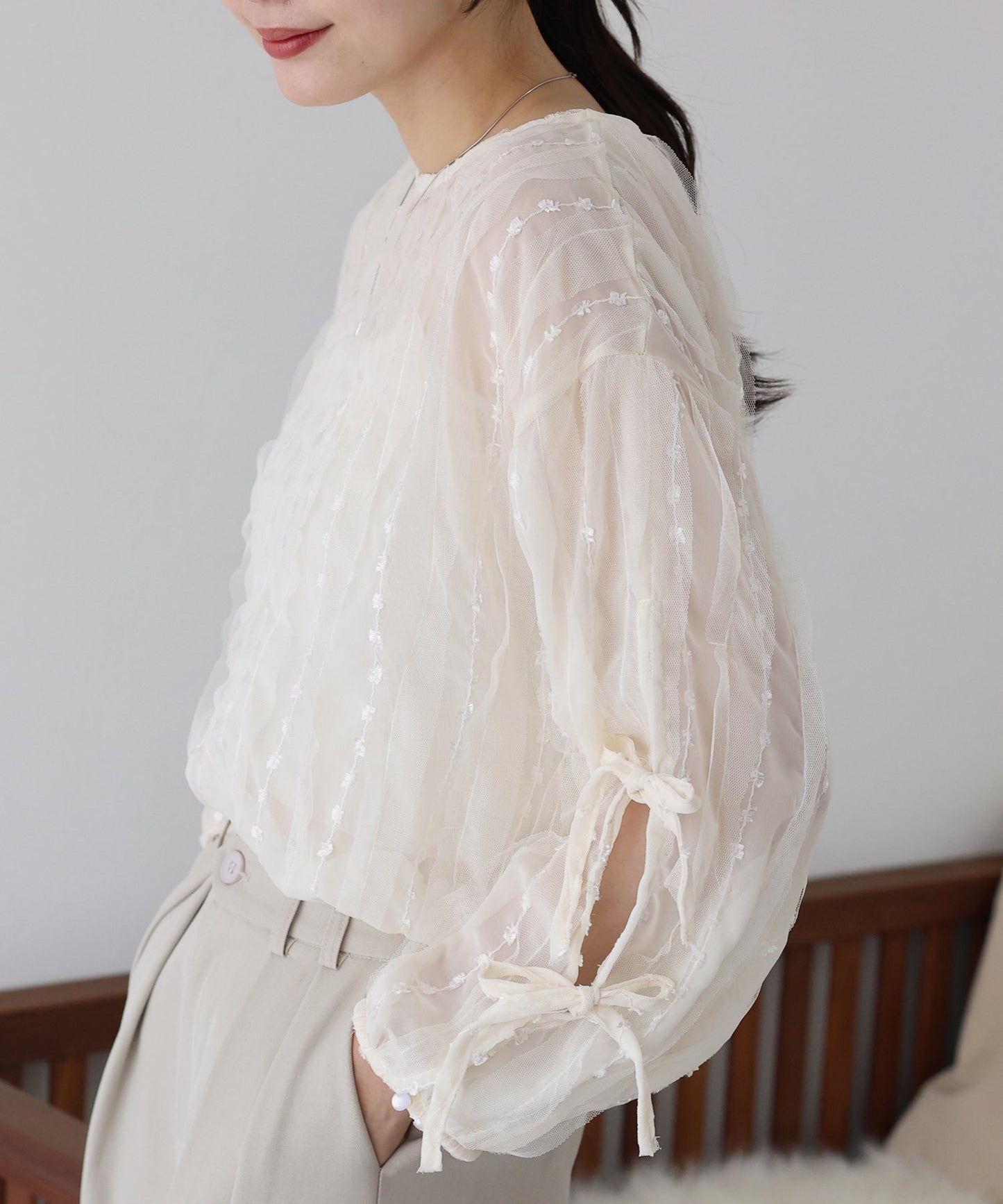 Tulle Lace Sheer Blouse