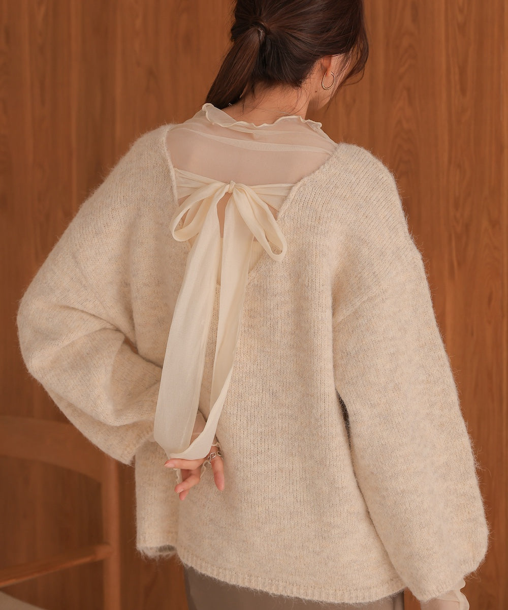 Back Ribbon Knit Pullover