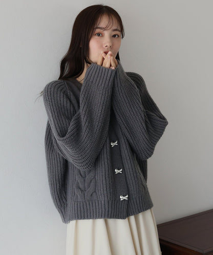 Ribbon Button Cardigan