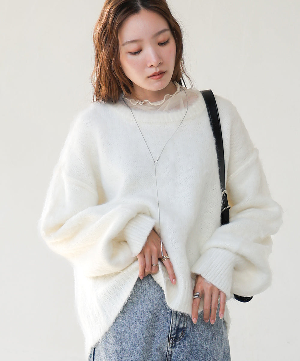 VOLUME SLEEVE MOHAYALIKE KNIT