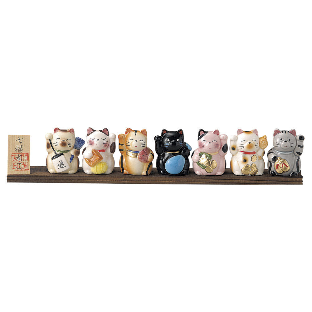 Japan Seven Lucky Cats and Lucky Board Made in Japan