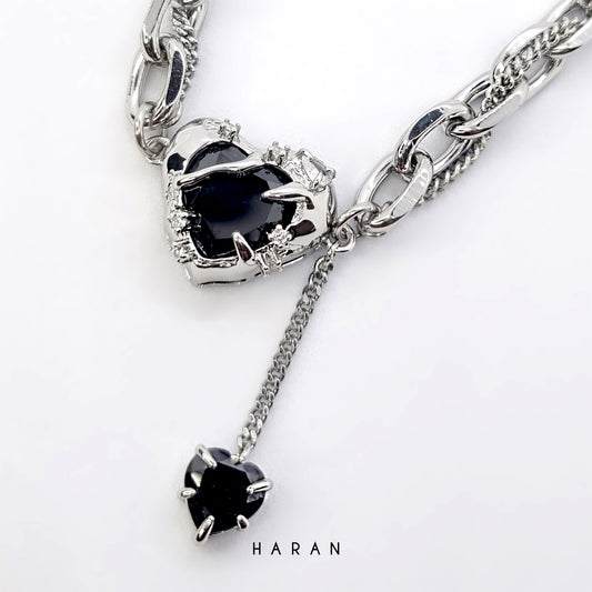 Crack Black Heart Necklace