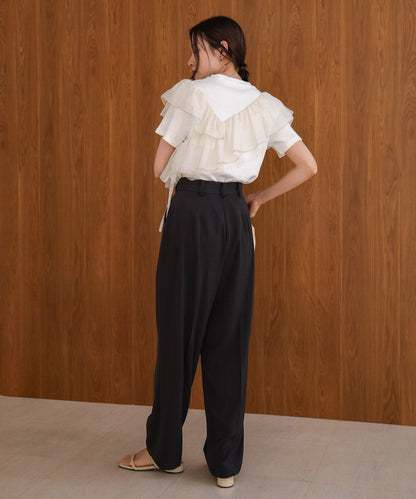 Asymmetric frill docking cut and sew